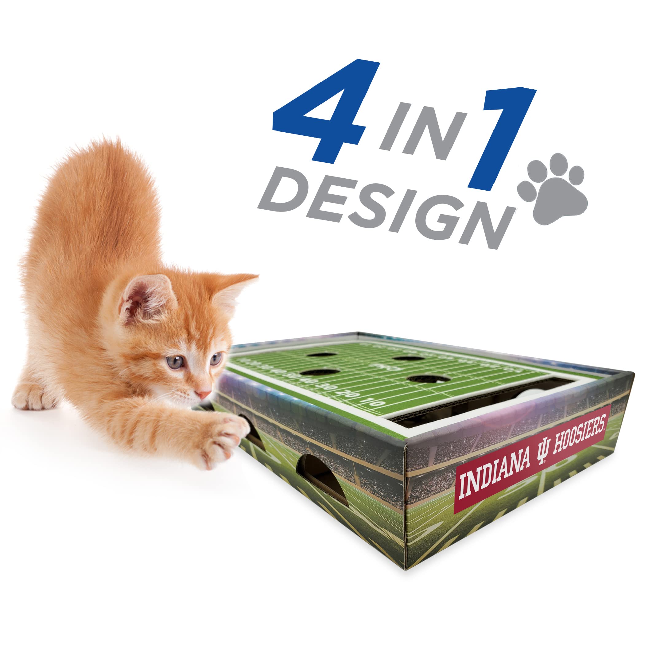 Pets First NCAA Indiana Hoosiers Griffoir pour chat, jouet pour chat Jour de jeu, terrain de football NCAA conçu pour chat et salon, jeu stimulant pour chat