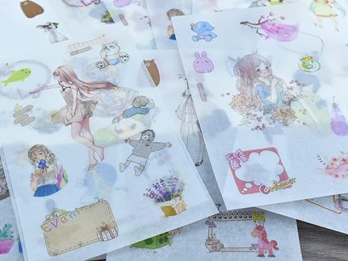 Miniatura 6 de 12 hojas de lindas calcomanías washi kawaii animales artesanales calcomanías decorativas para álbumes de recortes, planificador diario, collage