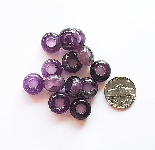 Miniatura 3 de Bacatgem 15 cuentas de amatista natural con agujeros grandes, piedras sueltas, cristales y piedras curativas, para bricolaje de 0.236 pulgadas