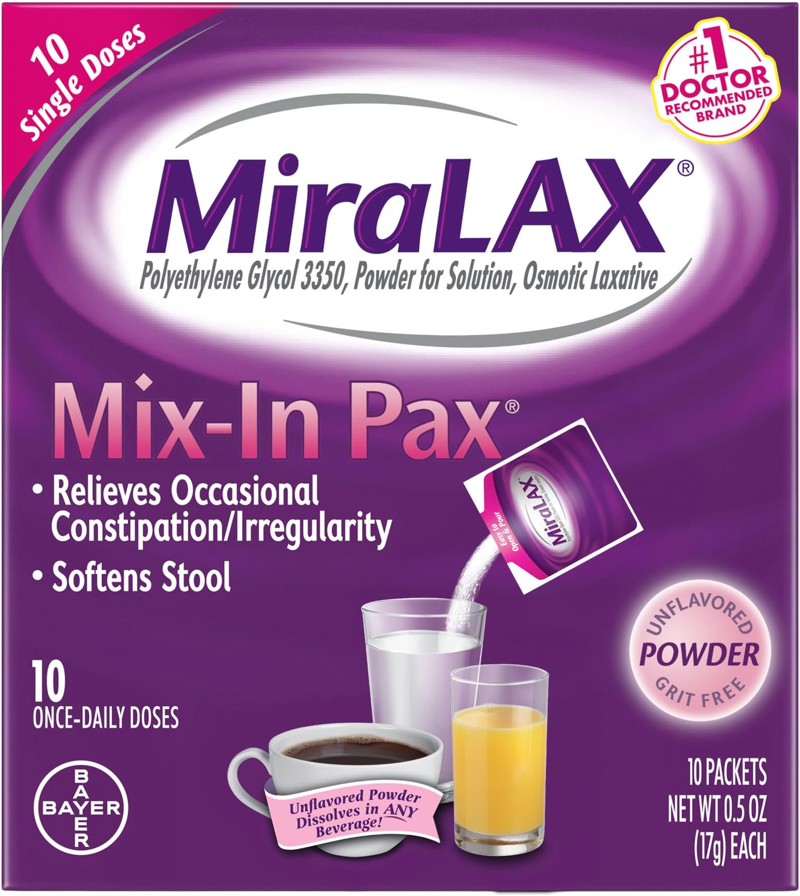 MiraLAX Single Dose Sachets, 10 Count