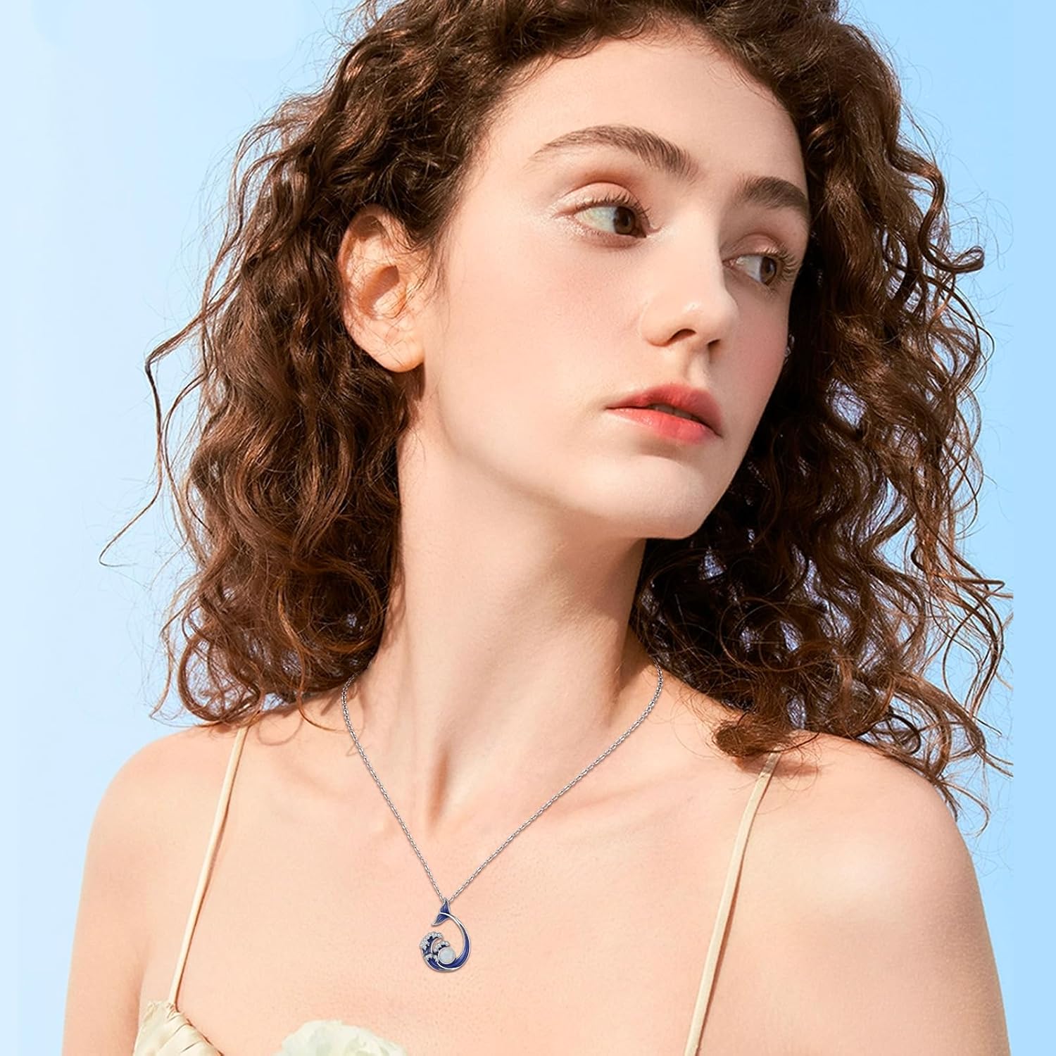 Sea Turtle/Jellyfish/Dolphin/Mermaid/Compass/Steering wheel necklace 925 Sterling Silver Anchor Navy Ocean Jewelry Beach Gifts for Women Men - Image 6