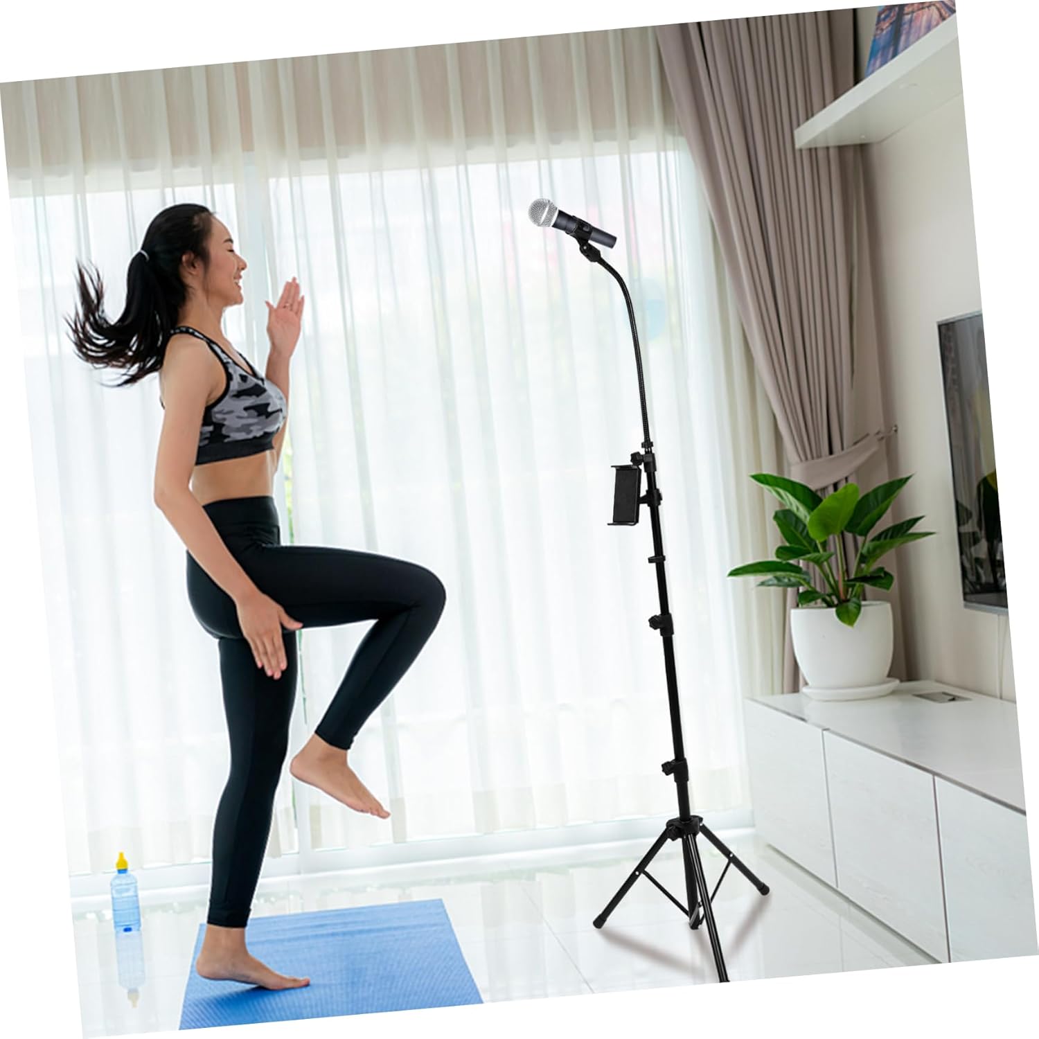 BESPORTBLE 1set Adjustable Tripod Microphone Stand Carry Bag for Live Performance Karaoke Wedding and Online Professional Floor Mic Holder for Stage Use