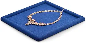 Microfiber Jewelry Tray Jewelry Display Trays Stackable Jewelry Organizer Tray Jewelry Trays For Drawer Padded Jewelry Tray for Necklace Bracelets Storage (Blue)