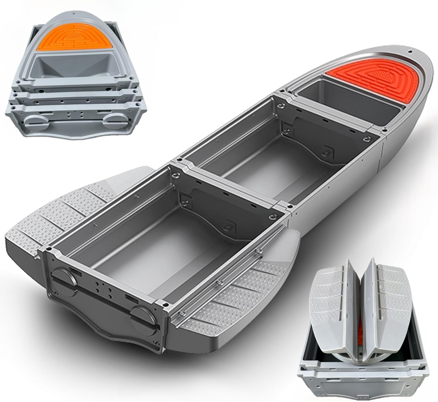 B1 Portable Boat, Upgraded Pontoon Boat - Modular Fishing Kayak with Integrated Fish Box, 1036-1148 lb Load Capacity, 4-6 Persons Capacity - Suitable for Fishing, Rowing, Ferrying, and Work