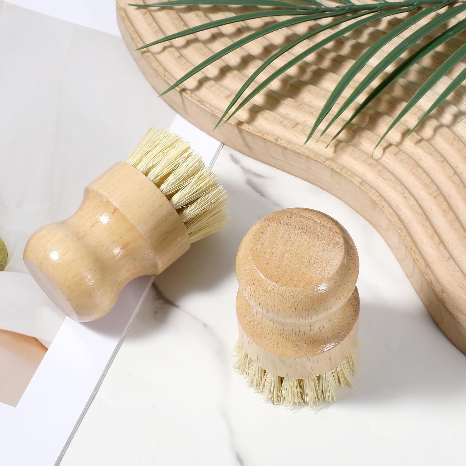 Molain 20 Pack Bamboo Dish Brush Set, Natural Dish Scrub Brush with Handle, Wooden Dish Scrubber for Kitchen Cleaning, Eco-Friendly Scrub Brush for Dishes, Pots, Pans, and Vegetables