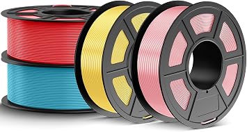 JAYO PETG Filament 1.75mm Bundle 4.4KG, Strong Toughness PETG 3D Printer Filament, Dimensional Accuracy +/- 0.02 mm, Fits for Most FDM 3D Printers Yellow, Pink, Sky Blue, Cherry Red