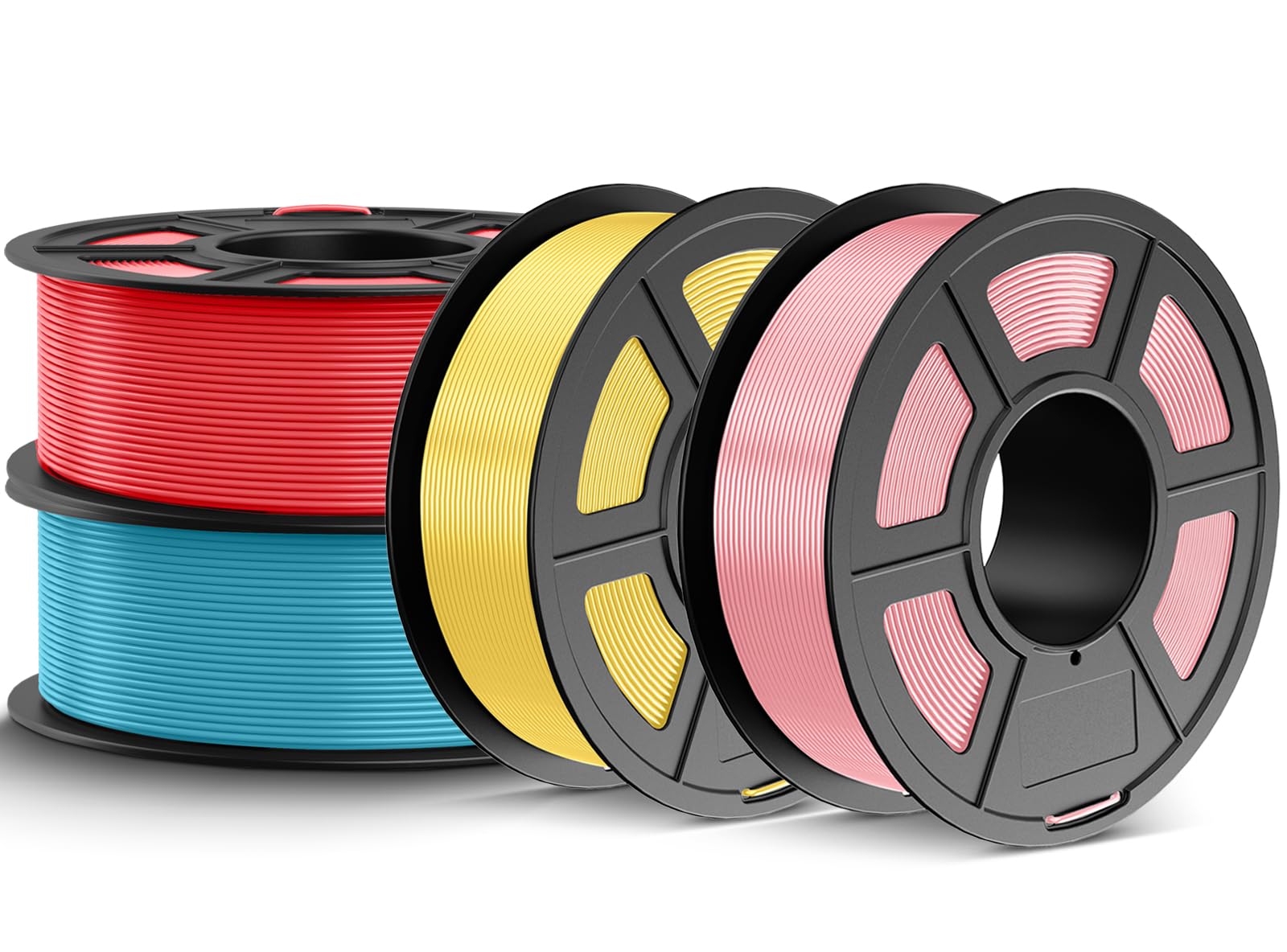 JAYO PETG Filament 1.75mm 4.4KG, Macaron Color PETG Strong Toughness 3D Printer Filament, Dimensional Accuracy +/- 0.02 mm, 4 Spool in Total, Lemon Yellow, Sakura Pink, Sky Blue, Cherry Red.