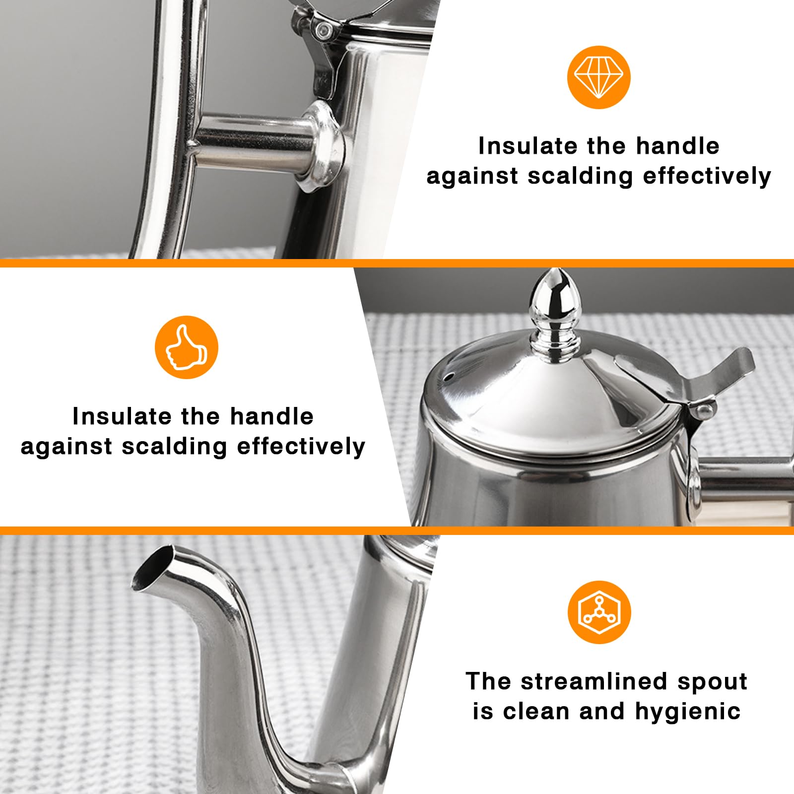 Teiera con inserto per colino, teiera in acciaio inox con filtro da 1 l, teiera a doppia parete con coperchio, teiera, teapot, tea per fornelli a induzione, fornello elettrico in ceramica a gas