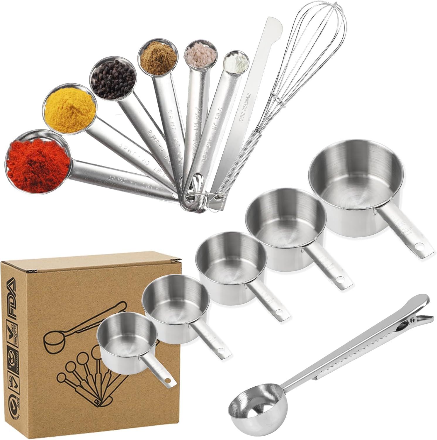 14 PCS Premium Stainless Steel Measuring Cups and Spoons Set