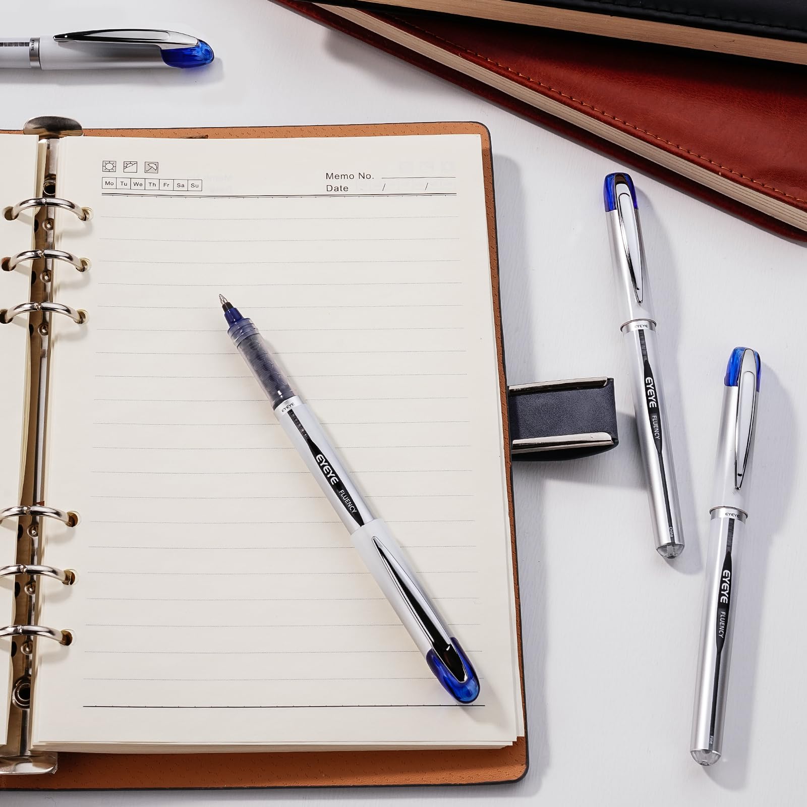 EYEYE Lot De 6 Stylos à Bille à Encre Liquide De 0,7 Mm, 6 Couleurs Assorties, Pointe Moyenne, Séchage Rapide, Stylos à Encre Liquide à Pointe Fine Lisse Pour Journal, Prise De