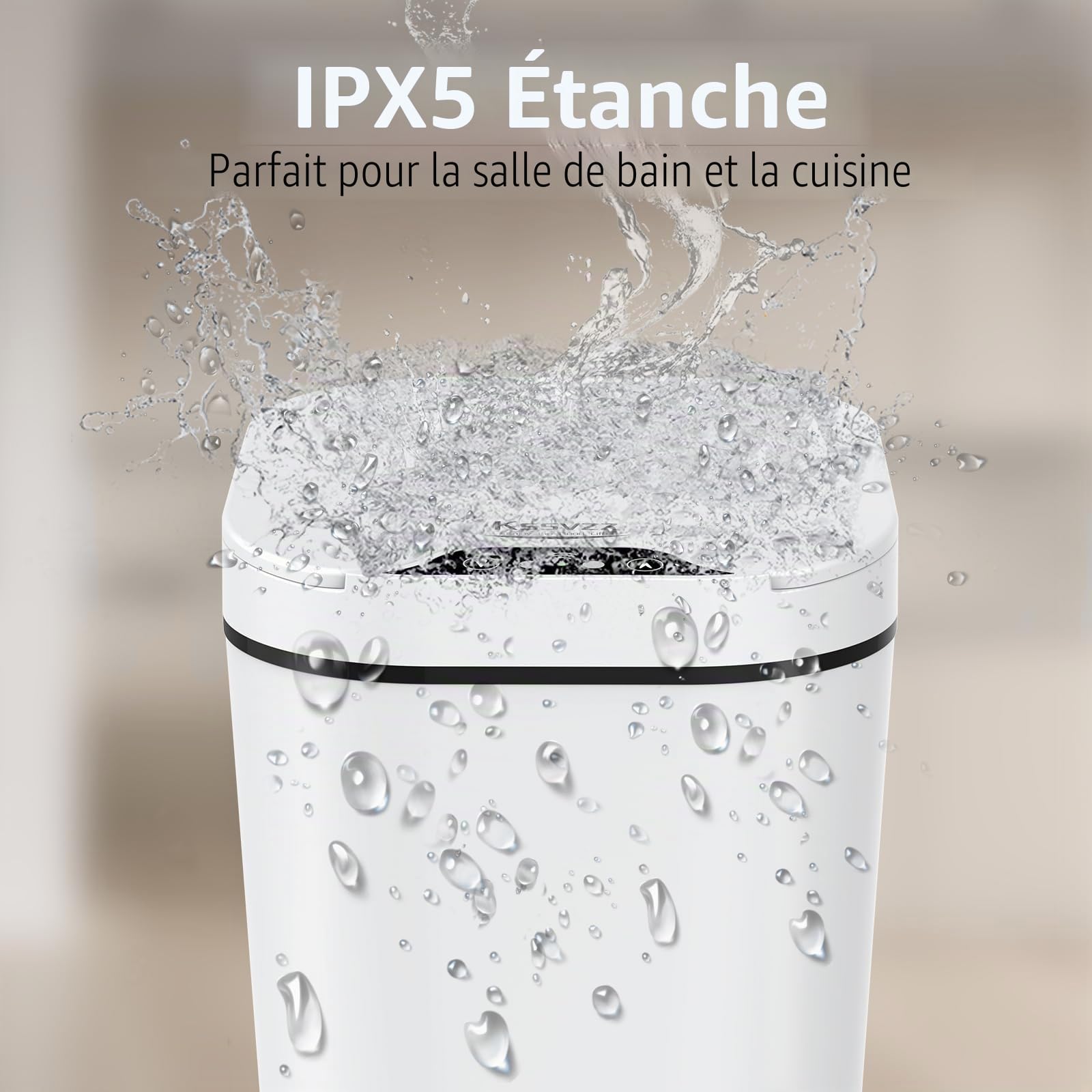 Lot de 2 petites poubelles automatiques de salle de bain avec couvercle – Poubelle électrique sans contact de 9 litres, poubelle intelligente à détecteur de mouvement, poubelle fine en plastique