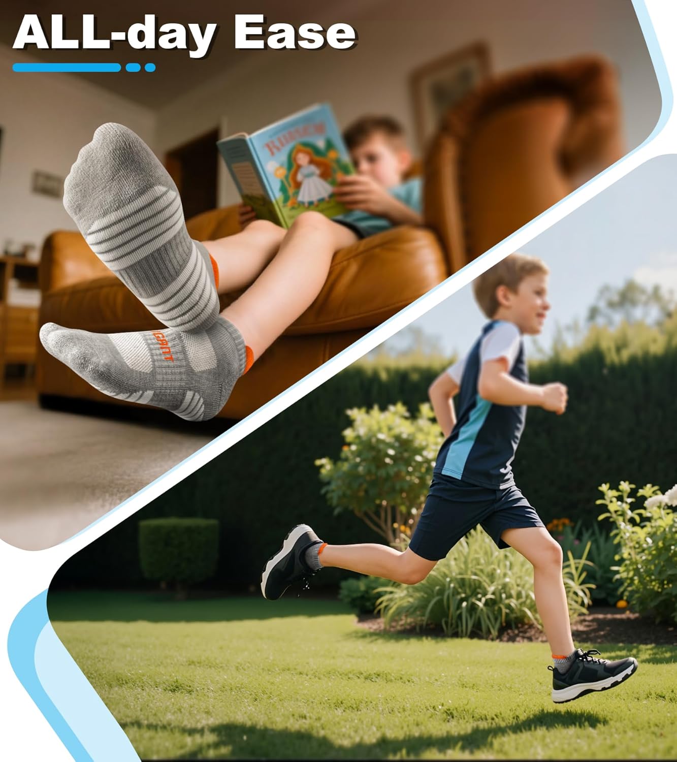 Bigant Kids Athletic Ankle Socks Cushioned Boys Girls Youth School Casual Low Cut Socks Sports Running Arch Support 6 Pairs - Image 2