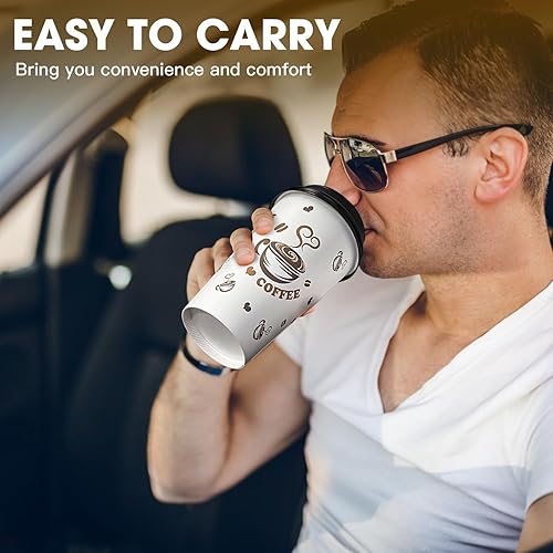 Miniatura 4 de Ginkgo Paquete de 100 tazas de café de papel desechables con tapas, de 16 onzas, tazas calientes para llevar para coco caliente, chocolate y bebidas