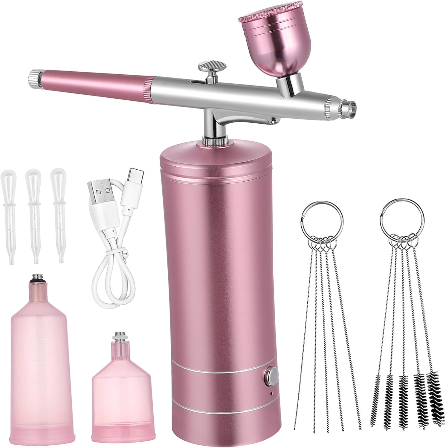 1Set Cordless Airbrush Kit with Compressor Electric Airbrush for Nail Art Makeup Model Painting Stylish Design with Complete Accessories Includes Cleaning Brushes