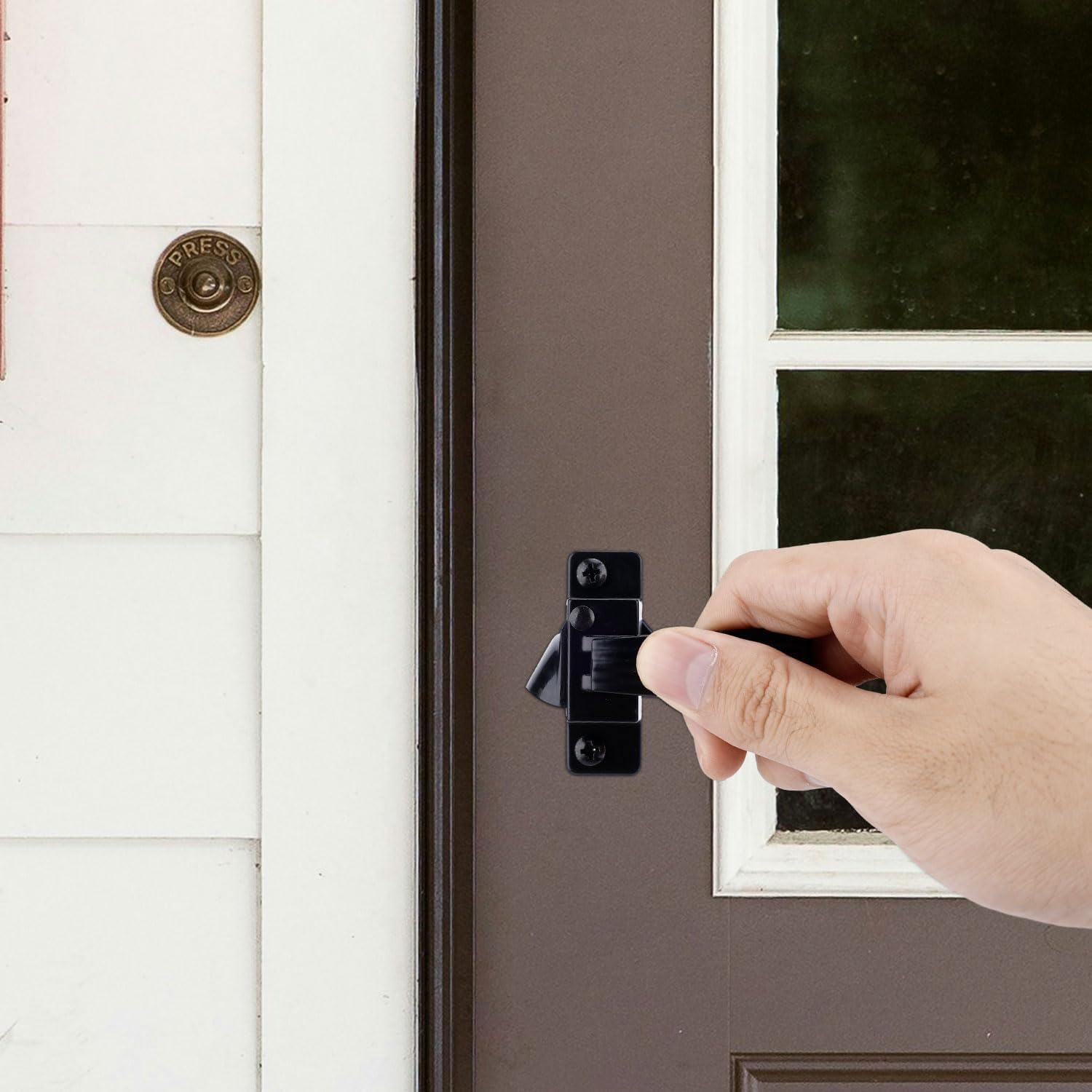 Storm Door Closer & Screen Door Handle, Black Heavy Duty Screen Door Closer Replacement Kit Shock Absorber Bracket with Screen Door Spring Storm Door Latch Protecting from Strong Winds