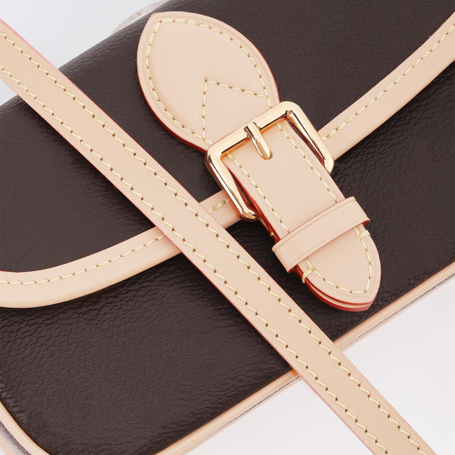 Vachetta Leather Purse Strap Replacement for Shoulder Bag, Genuine Leather Handle Bag Straps for Purses, Handbags, Fit for LV Speedy 20 25 30, with Metal Buckle, 39 Inch