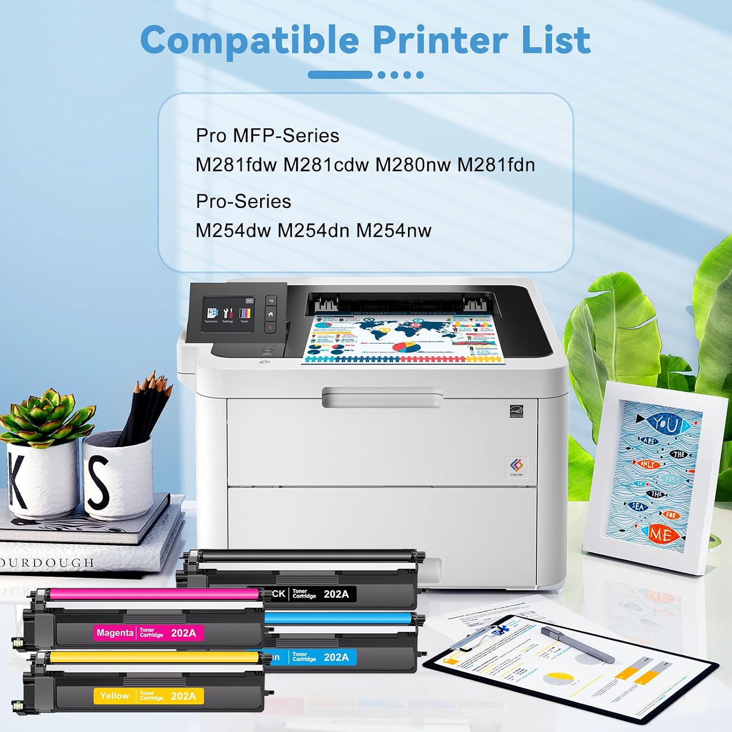 202A Toner Cartridge Compatible for HP 202A Work with HP Color LaserJet Pro MFP M281fdw M281cdw M281fdn M280nw M254dw M254dn M254nw M254 M280 M281 (Black Cyan Yellow Magenta, 4-Pack)