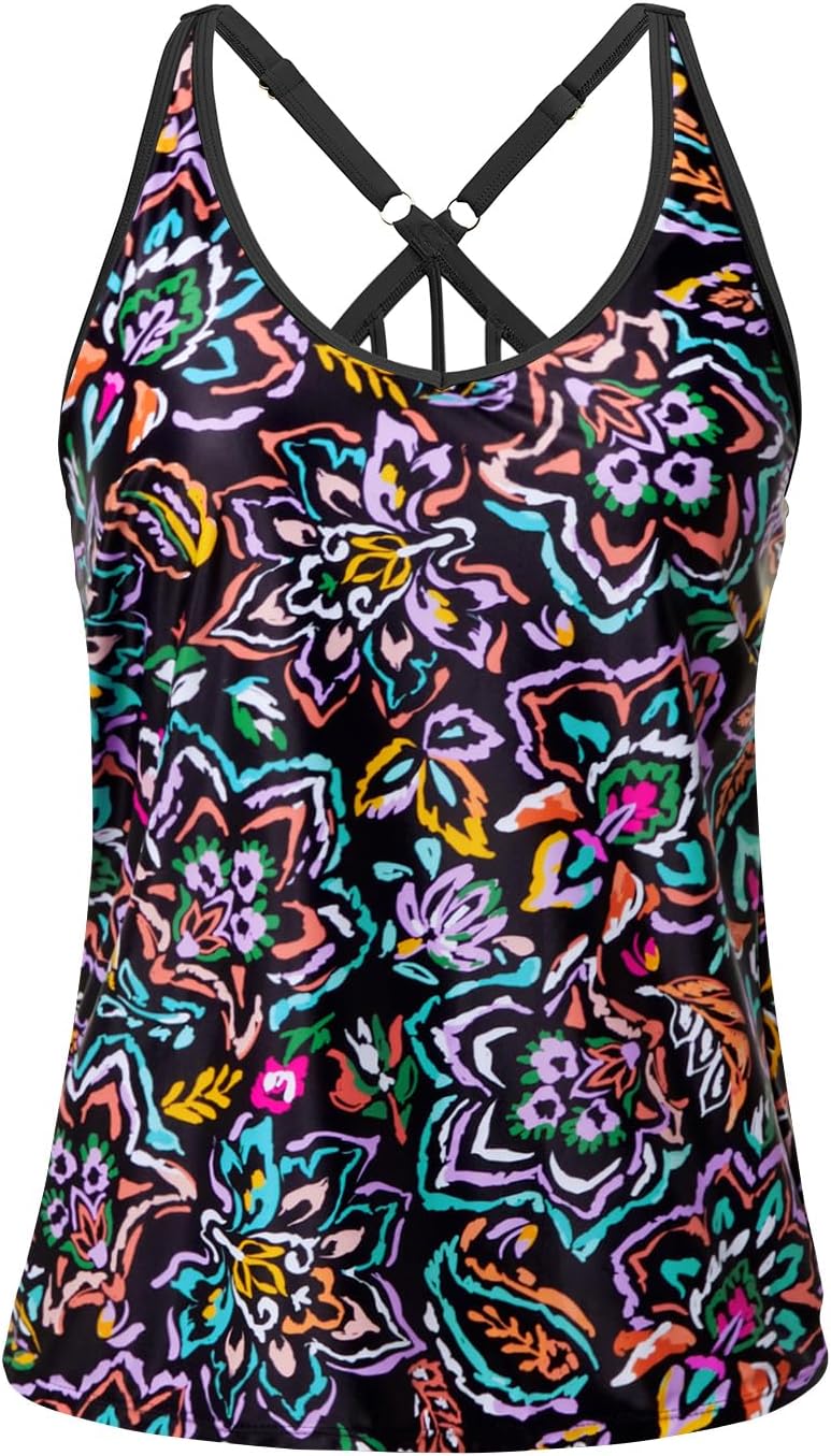 Yonique Womens Tankini Top Only Athletic Swim Top Modest Tankini Swimsuit No Bottom