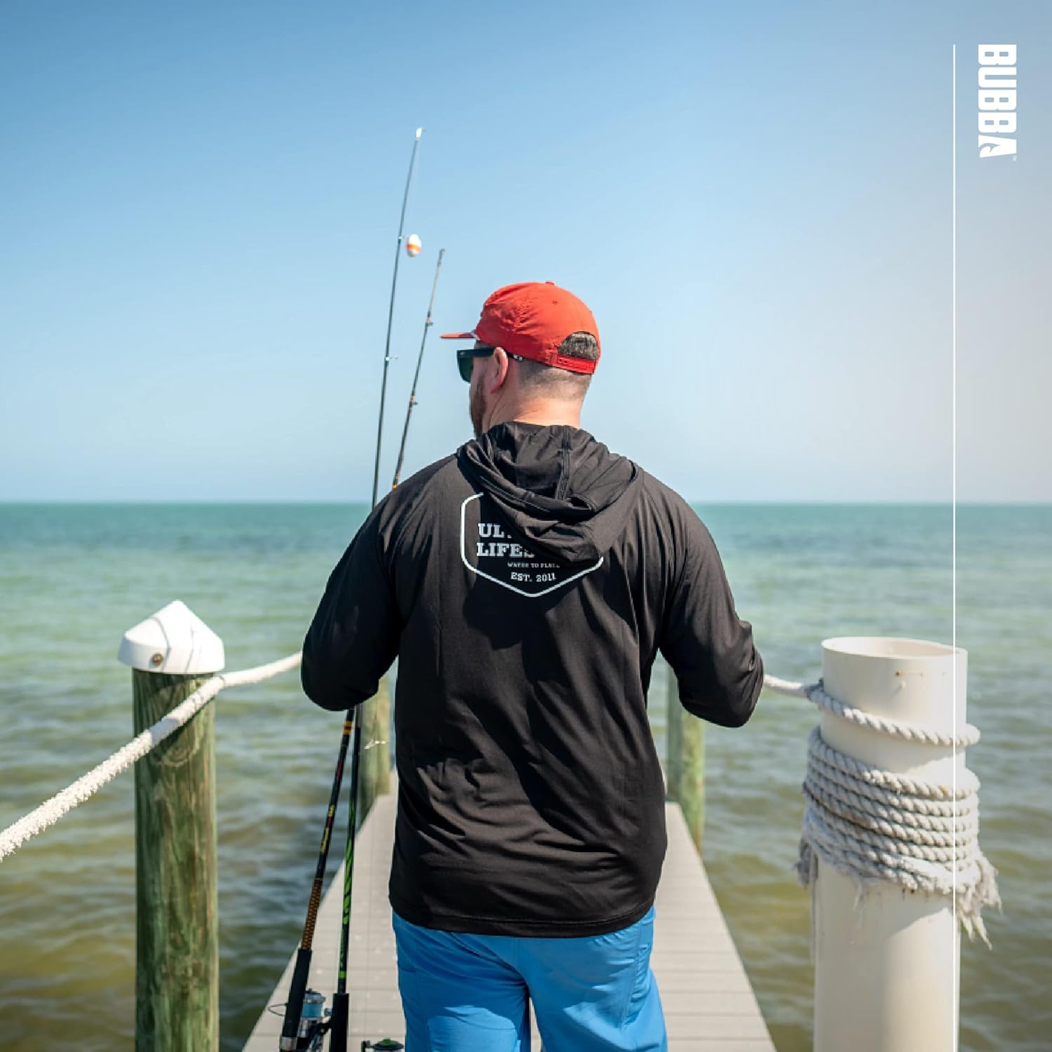 BUBBA Ultimate Performance Lifestyle Pullover with Hood - UPF 50+ UV Sun Protection - Moisture Wicking - Fishing, Hiking