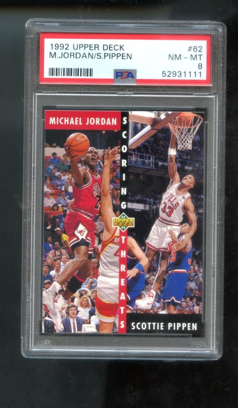 Scottie Pippen/Michael Jordan Card 1992-93 Upper Deck #62 PSA 8