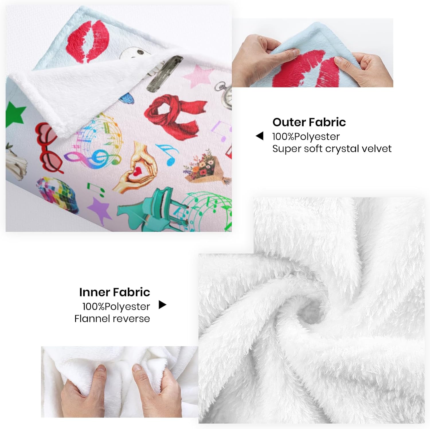 Fashion Singer Throw Blanket for Women’s Gifts - Super Soft Cozy Flannel Throw Blanket Lightweight Decorations for Couch Sofa Air Conditioning Sofa Bedding Living Room Party Gifts 40 x 50 Inch