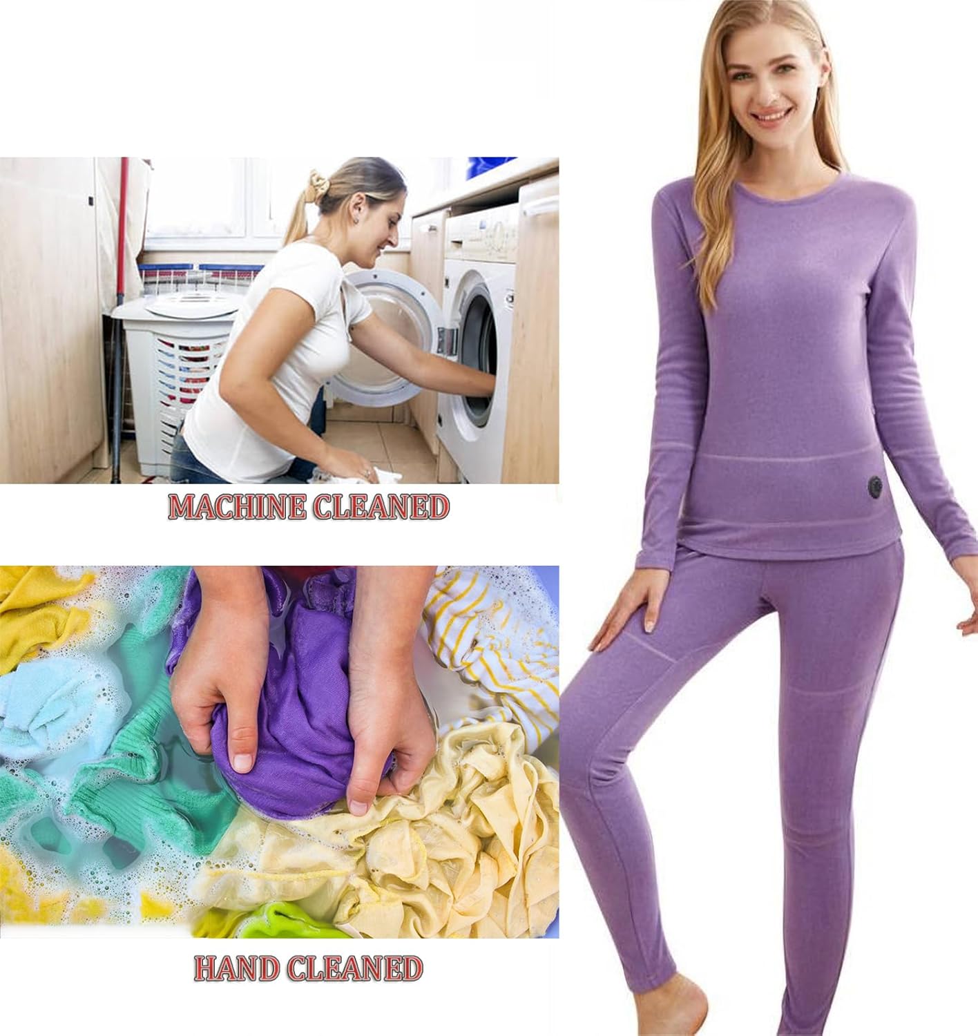 Electric Heated Thermal Underwear set Women Men,Winter Outdoor Heating Long Underwear Thermals Top and Bottom Set,Purple,XXL