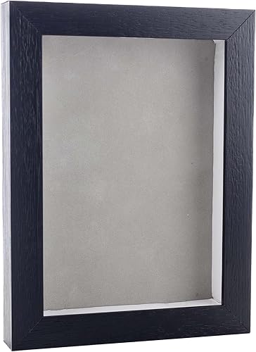 Marco de caja de sombra de 12 x 16 pulgadas, madera negra texturizada, con una profundidad de visualización utilizable de 34 pulgadas, incluye una