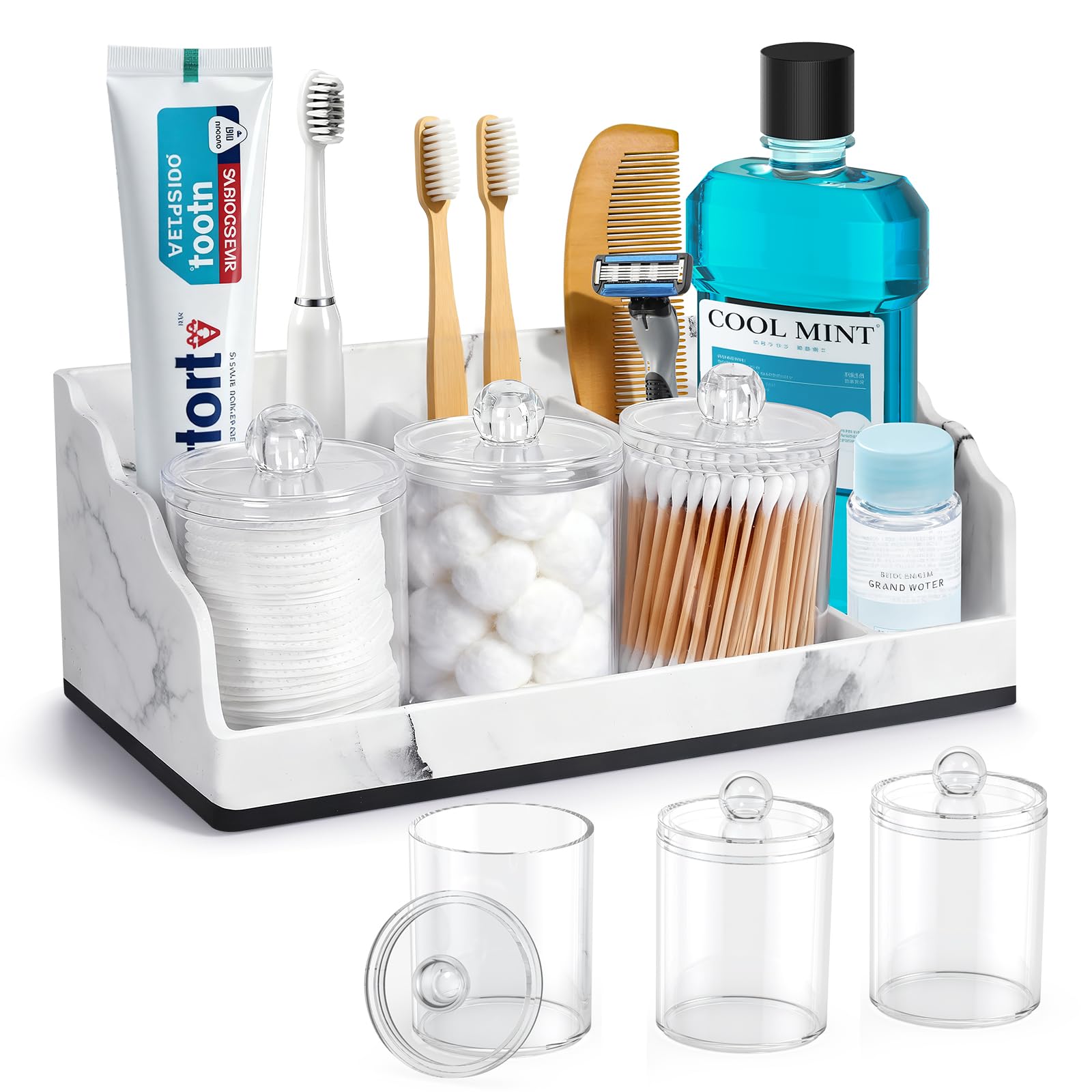 TuCao Bathroom Counter Organizer with 3PCS Qtip Holder