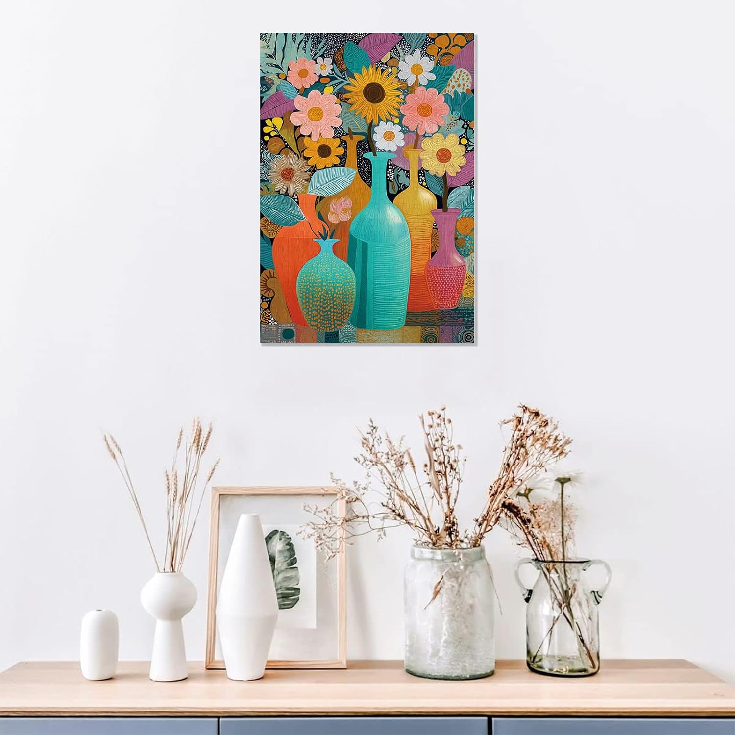 Great Jigsaw Puzzles for Adults 300 Pieces Colorful Boho Floral Vase Puzzles for Adults Toys Gift Family Decoration Kids Puzzle