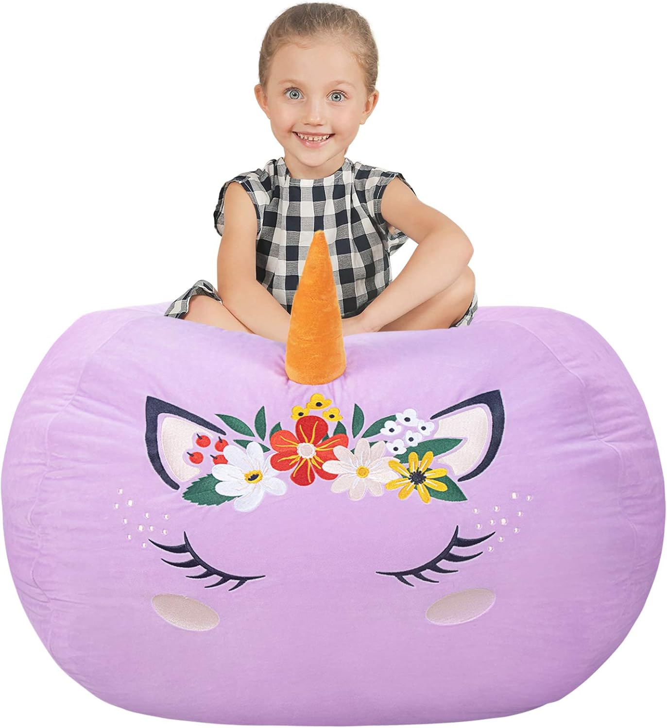 Aubliss Stuffed Animal Storage, Velvet Bean Bag Chairs