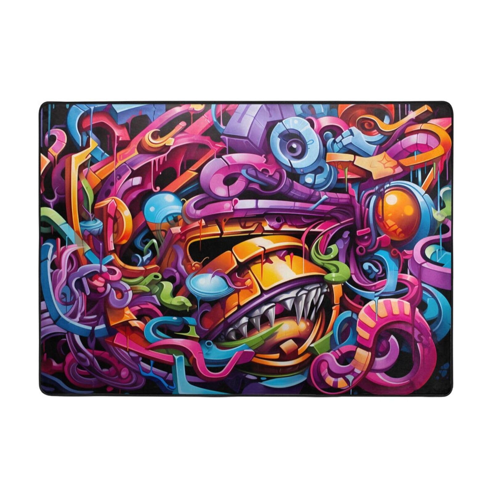 Tapis graffiti hip-hop doux au toucher BROLEO pour isolation phonique salon