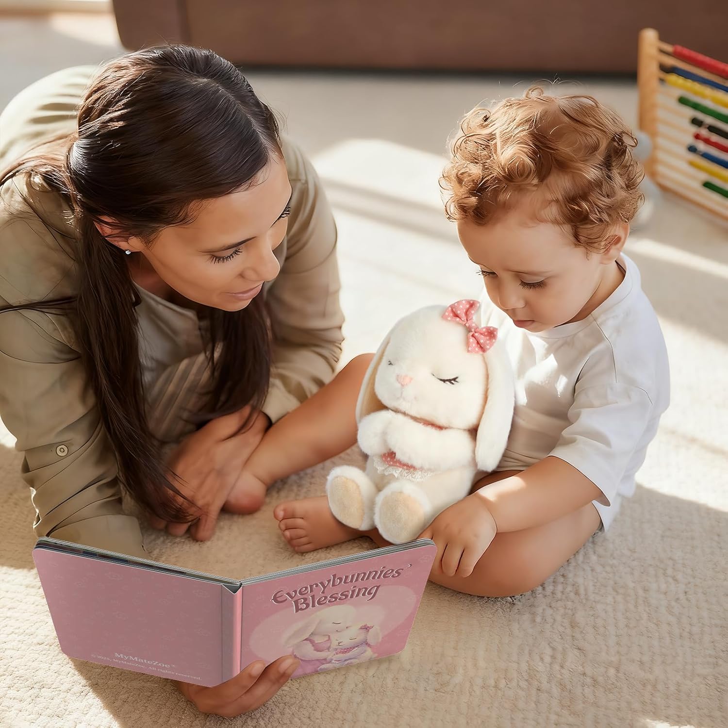 Baptism Gifts for Girl, Catholic Christening, Baby Dedication & Baptismal Gift Set for Baby Girls & Kids, with 9" Musical Praying Bunny Plush Toy & Everybunnies' Blessing Book in Keepsake Box - Image 5