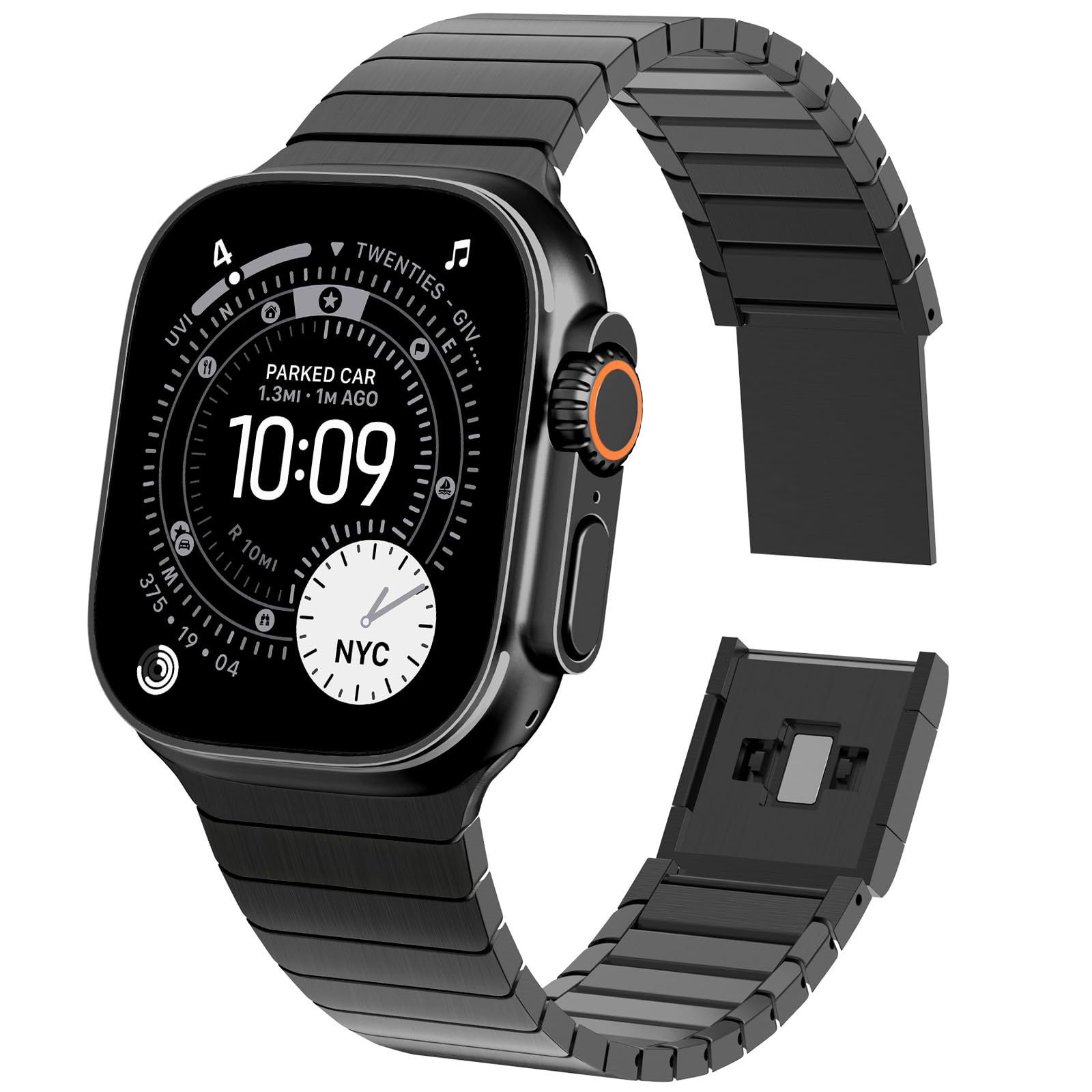 KADES Bracelet en acier inoxydable compatible avec les bracelets Apple Watch Ultra 49 mm, 45 mm, 44 mm, 42 mm, pour homme et femme, bracelet en métal avec boucle magnétique pour iWatch Series Ultra