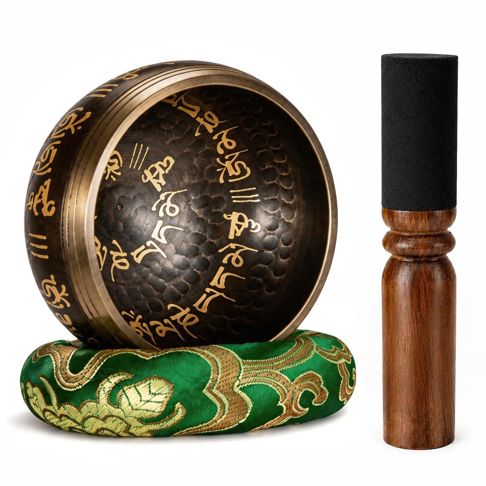 Imagen de catálogo asociada a Kezidhp Cuenco Tibetano, Set de cuenco tibetano 8 cm con mazo de madera, cojín y bolsa de almac