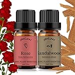yethious Rose Sandalwood Essential Oil Set 100% Pure Aromatherapy Oils Kit Organic 2 Pack Perfume Oil Set