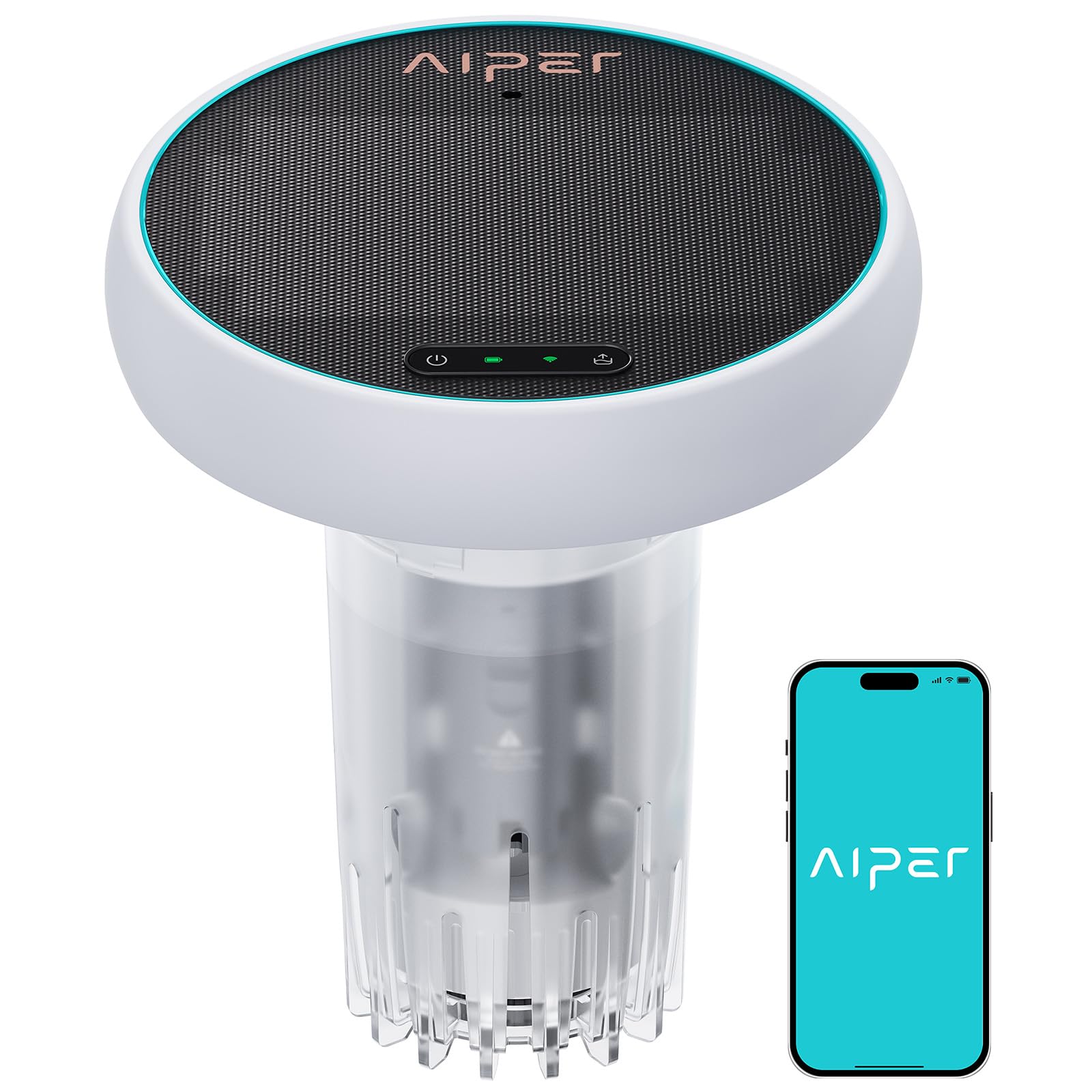 AIPER HydroComm Analizador Agua Piscina Inteligente – Monitor de Piscina con App, Análisis 5-en-1 (pH, ORP, EC, TDS, Temperatura), Supervisión Automática 24/7, Energía Solar + Batería