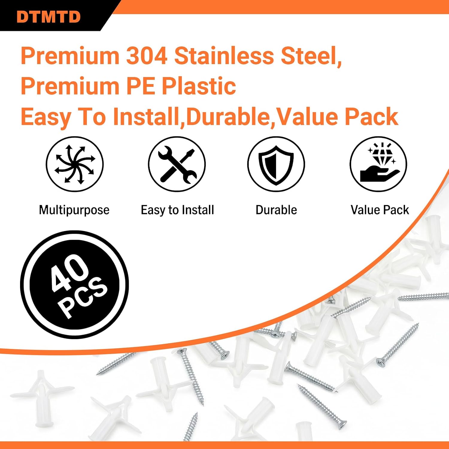 40 PCS Toggle Bolt and Screw Set 304 Stainless Steel M8*53