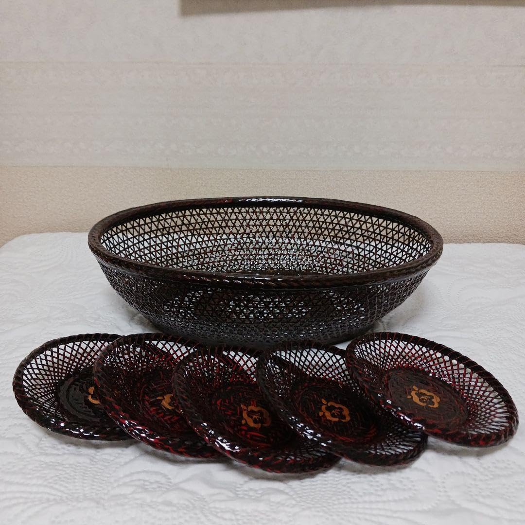 らんたい漆器 漆器 かご らんたい漆器 持ち手付き 竹籠・バスケット