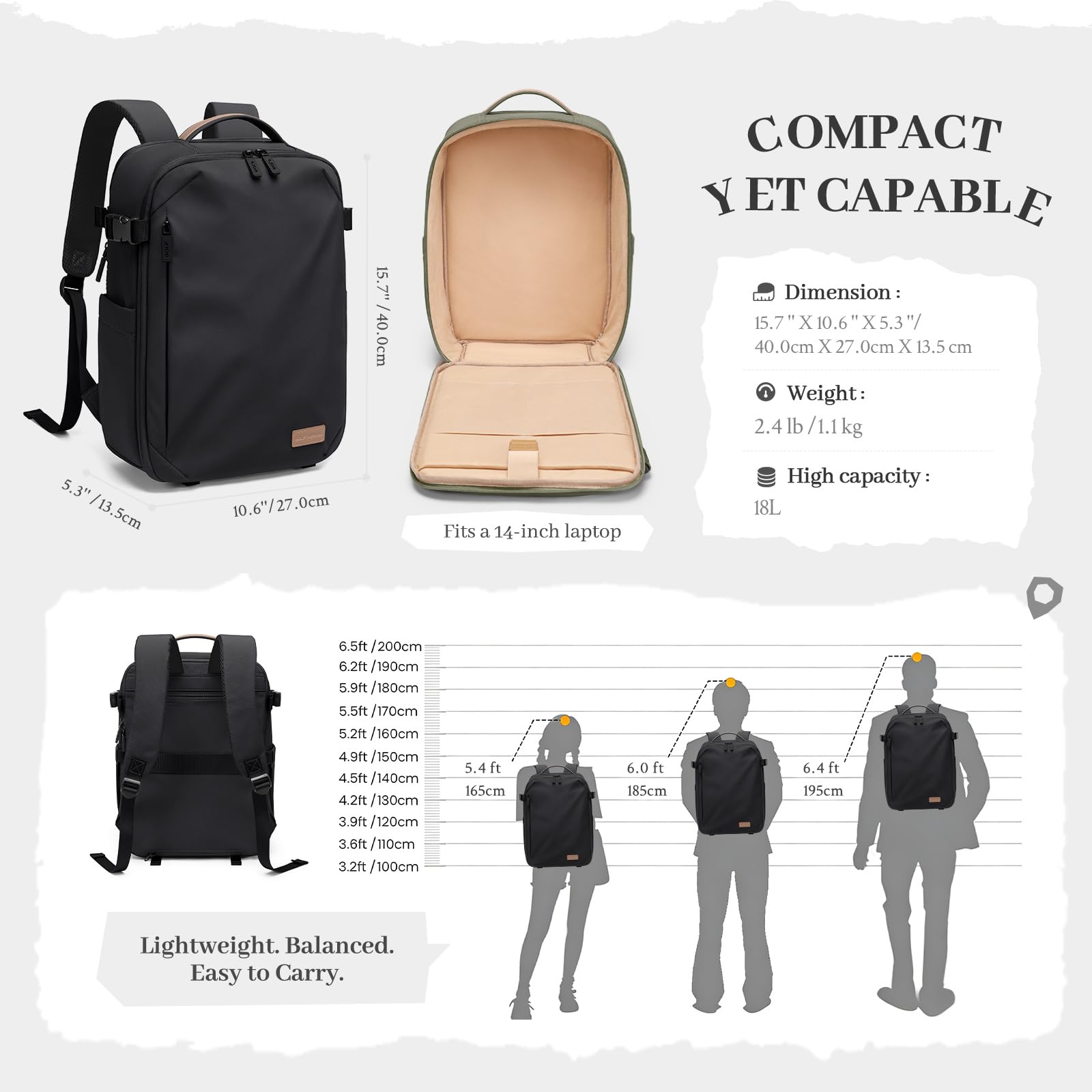 Sac à Dos pour Appareil Photo avec Compartiment Ordinateur Portable 14 Pouces et Housse imperméable, Sac Photo Professionel pour DSLR/SLR/Drone, Sac de Photographie avec Canon/Nikon/Sony (Noir)