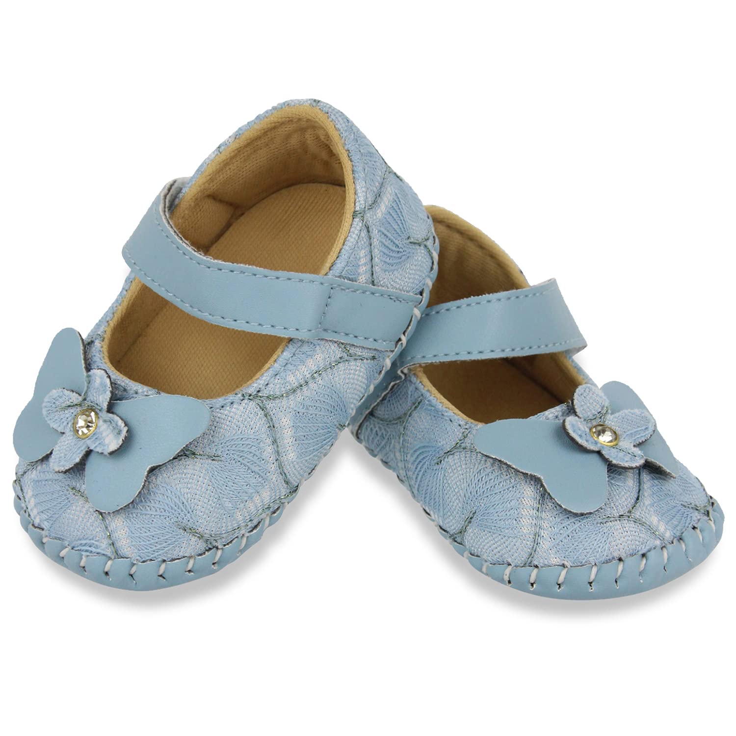 Neska Moda 6 To 12 Months Baby Girls Synthetic Leather Floral Baby Sandal Booties(Blue)-BT1685 (B0C2QBF14R) Amazon Price History, Amazon Price Tracker