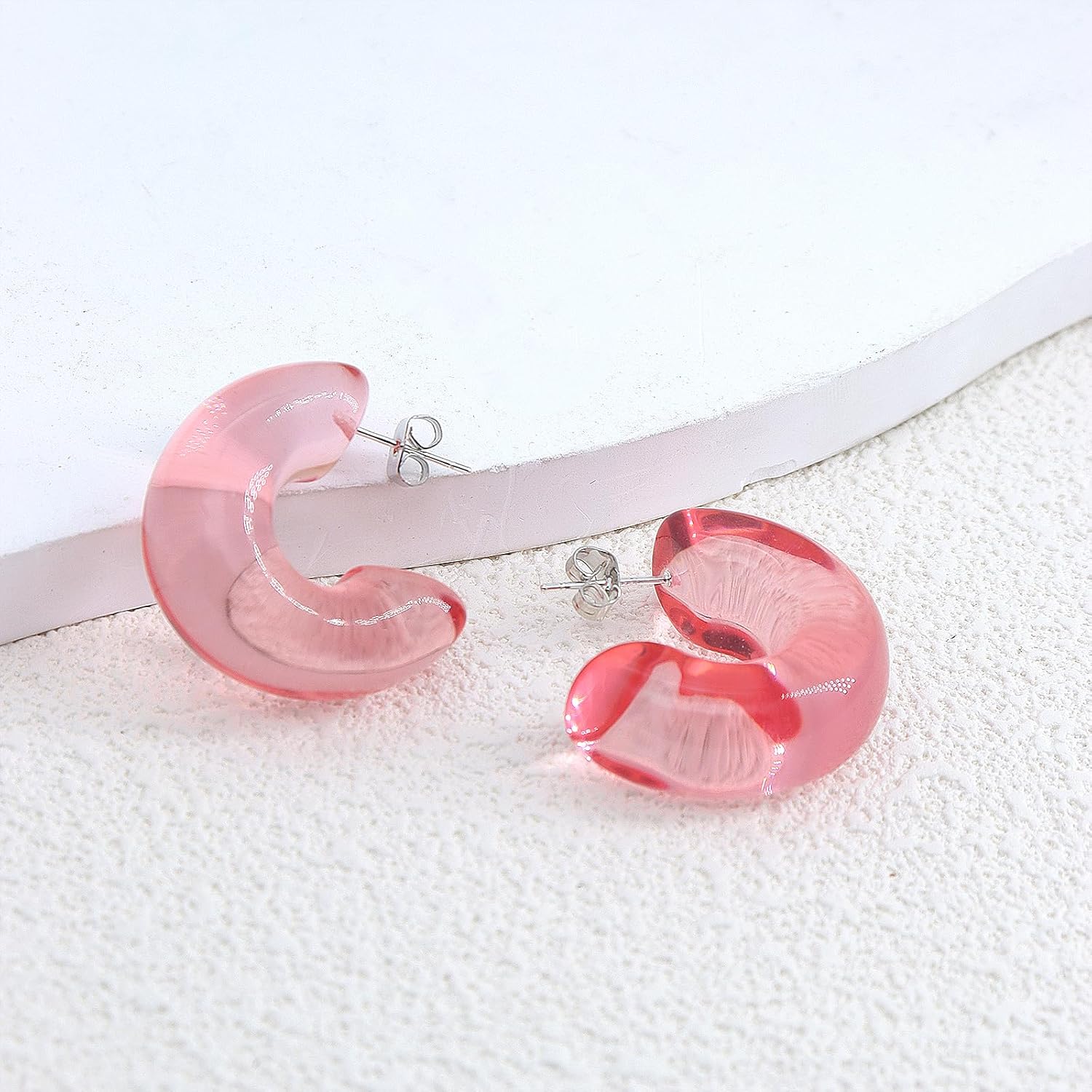 Chunky Acrylic Hoop Earrings for Women Thick Resin Open C Hoop Earrings Colorful Statement Geometric Earrings Jewelry Accessories - Image 4