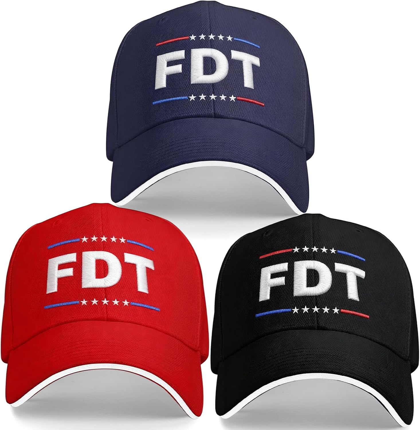3 Pcs FDT Hat for Men Women, Cotton Embroidered Adjustable Baseball Cap, Unisex Classic Dad Trucker Hat