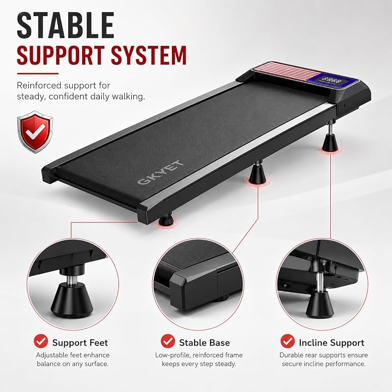 Walking Pad Treadmill with 8% Incline, Under Desk Treadmill for Home Office, 2.5HP Quiet Portable Walking Mat, 265 lbs Capacity, Compact Treadmill for Small Spaces with 15" x 35.4" Belt image 4
