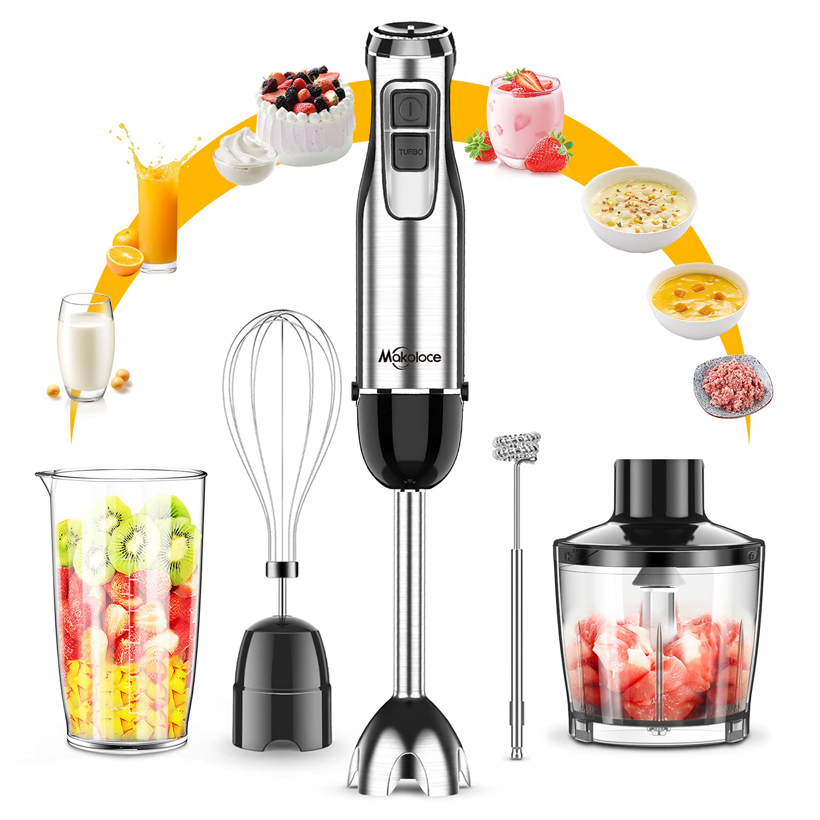 Buy Makoloce Immersion Blender, 5in1 Hand Blender 800W 12Speed Stick