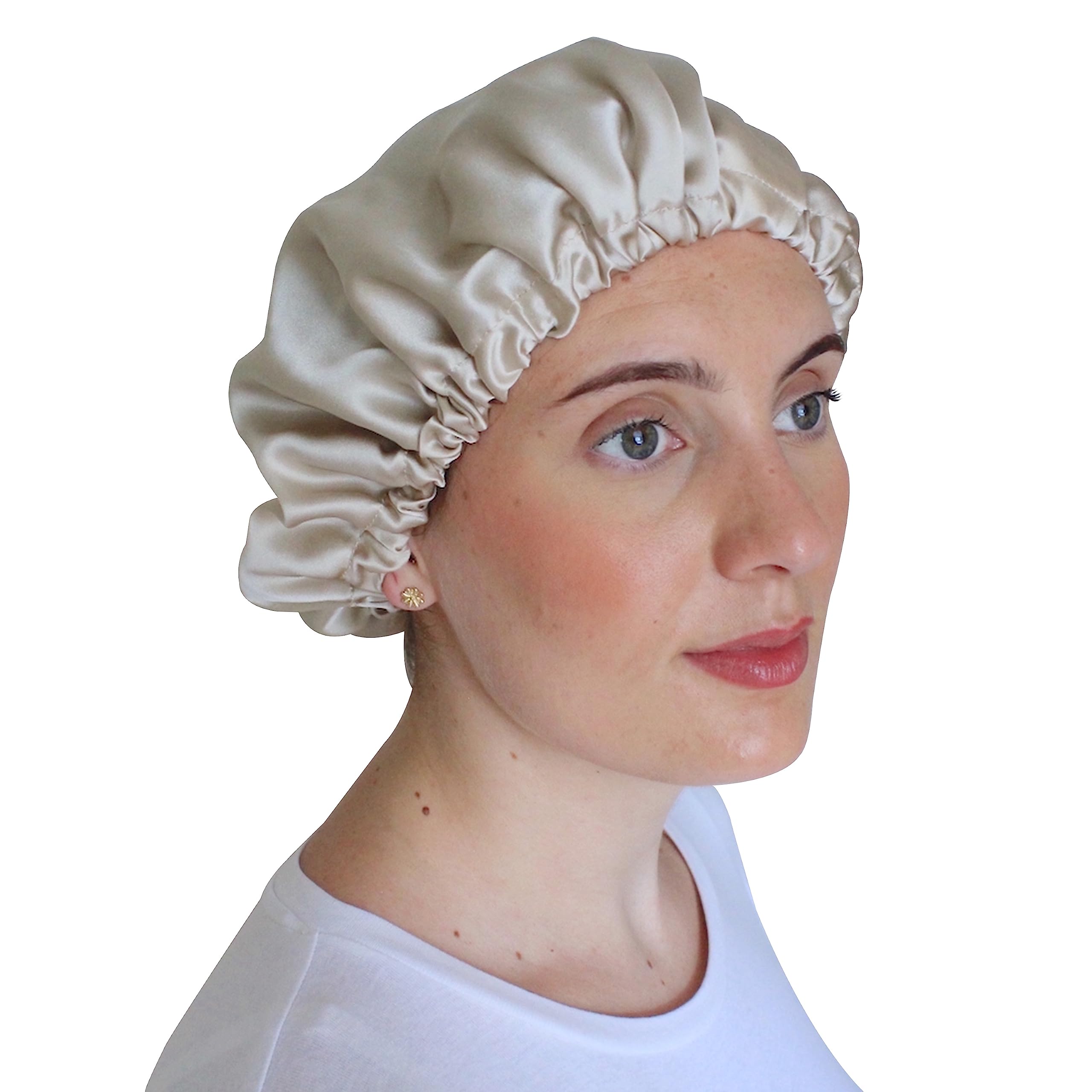 Jasmine Silk Women's Taupe 100% Pure Mulberry Silk Sleep Cap Bonnet (Taupe)