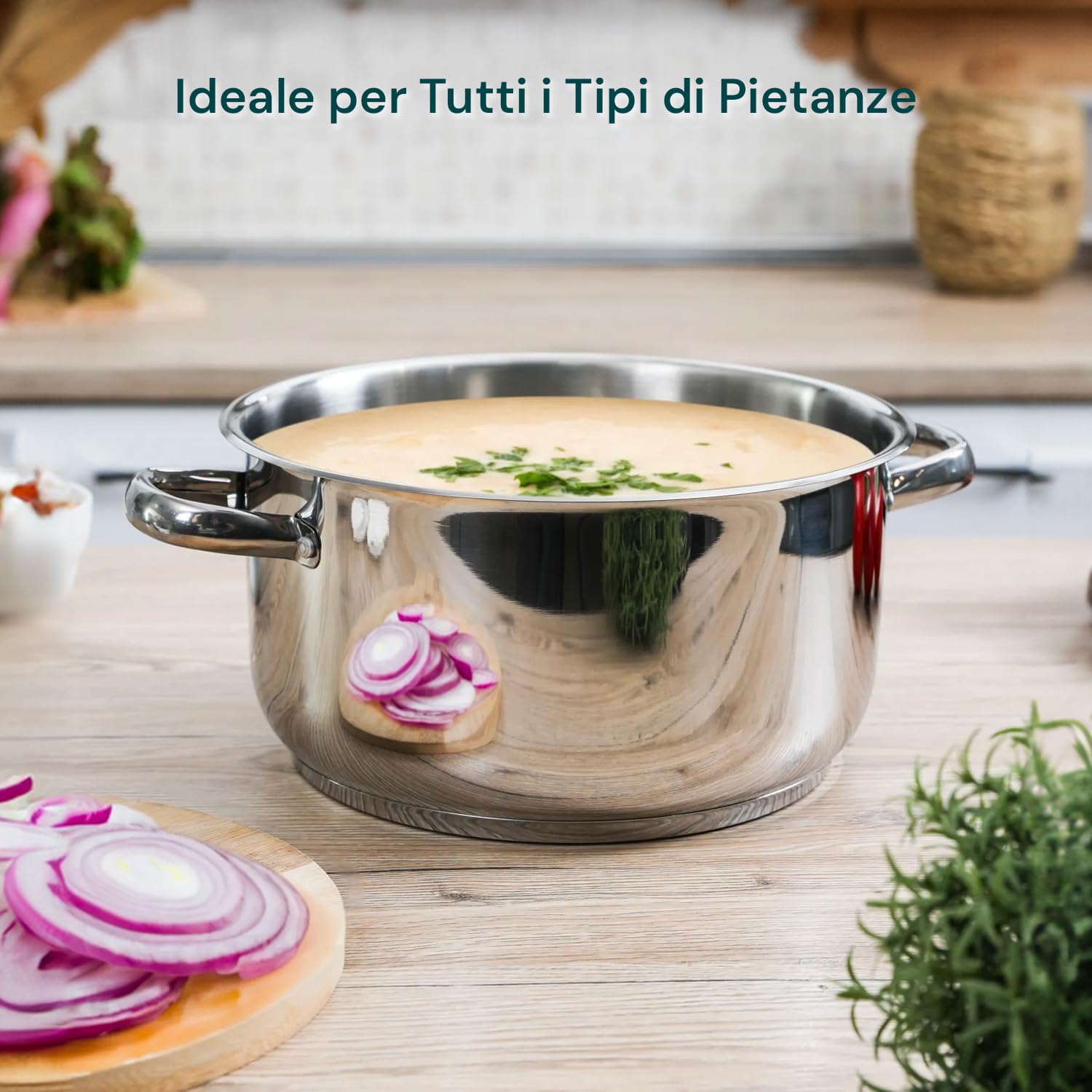 Avilia Batteria di Pentole 12 Pezzi in Acciaio Inox - Set di Pentole Adatto a Tutti i Tipi di Piano Cottura - Ogni Pentola è Dotata di Apposito Coperchio - Ideale per Cucinare Tutti i Tipi di Pietanze