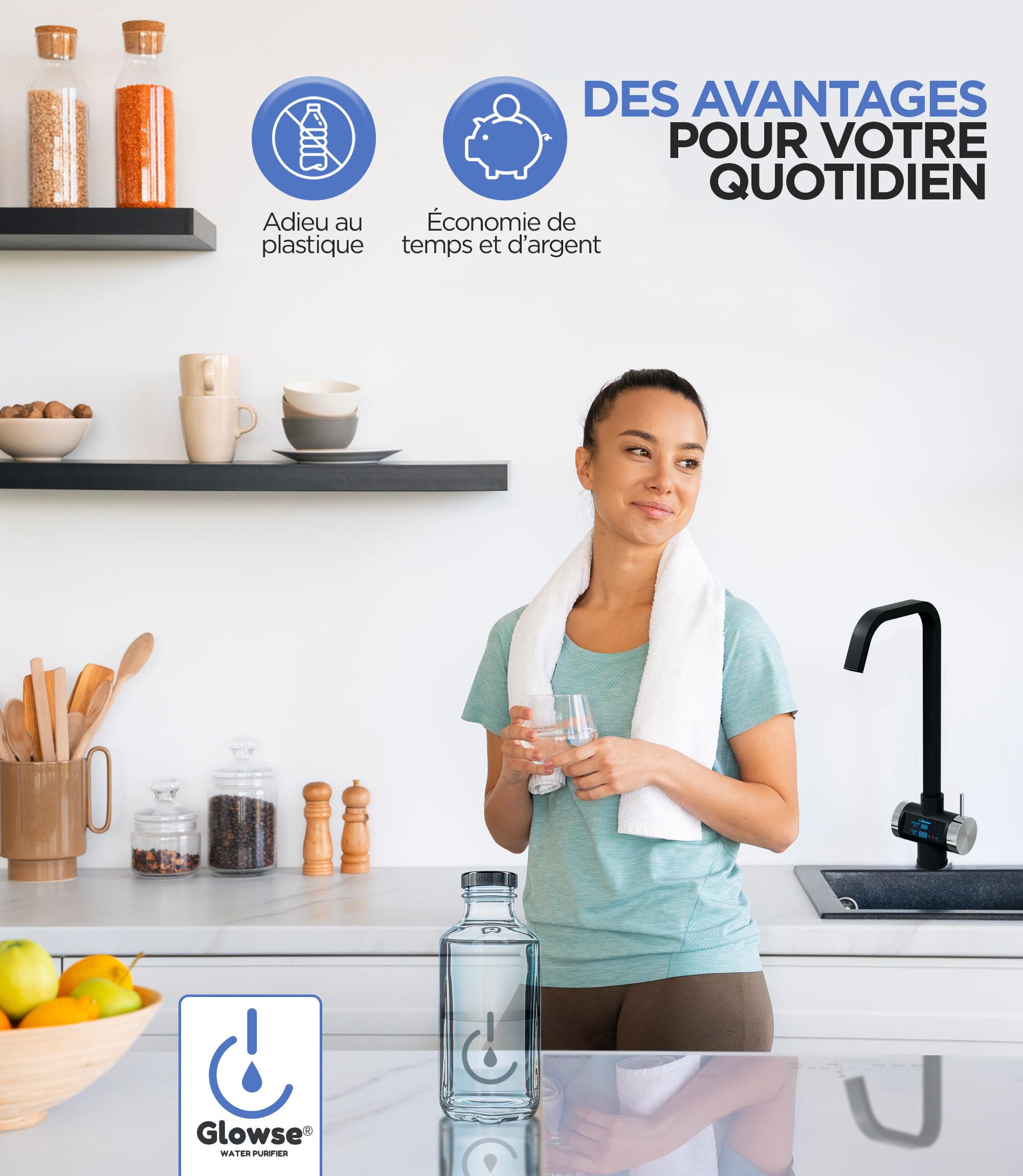 PR600 Osmoseur Inverse Domestique 7 Étapes Sans Réservoir Sous Évier | Sans réservoir, sous évier, robinet digital TDS, alerte changement filtre, installation facile