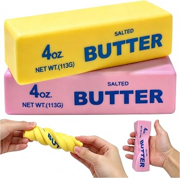 2Pcs Butter Fidget Toy Large Butter Fidget Soft Slow Rising Fidget Toy Butter Sensory Fidget for Kids Adults Stress Relief Sensory Play Desk Decor Party Bag Fillers Gifts