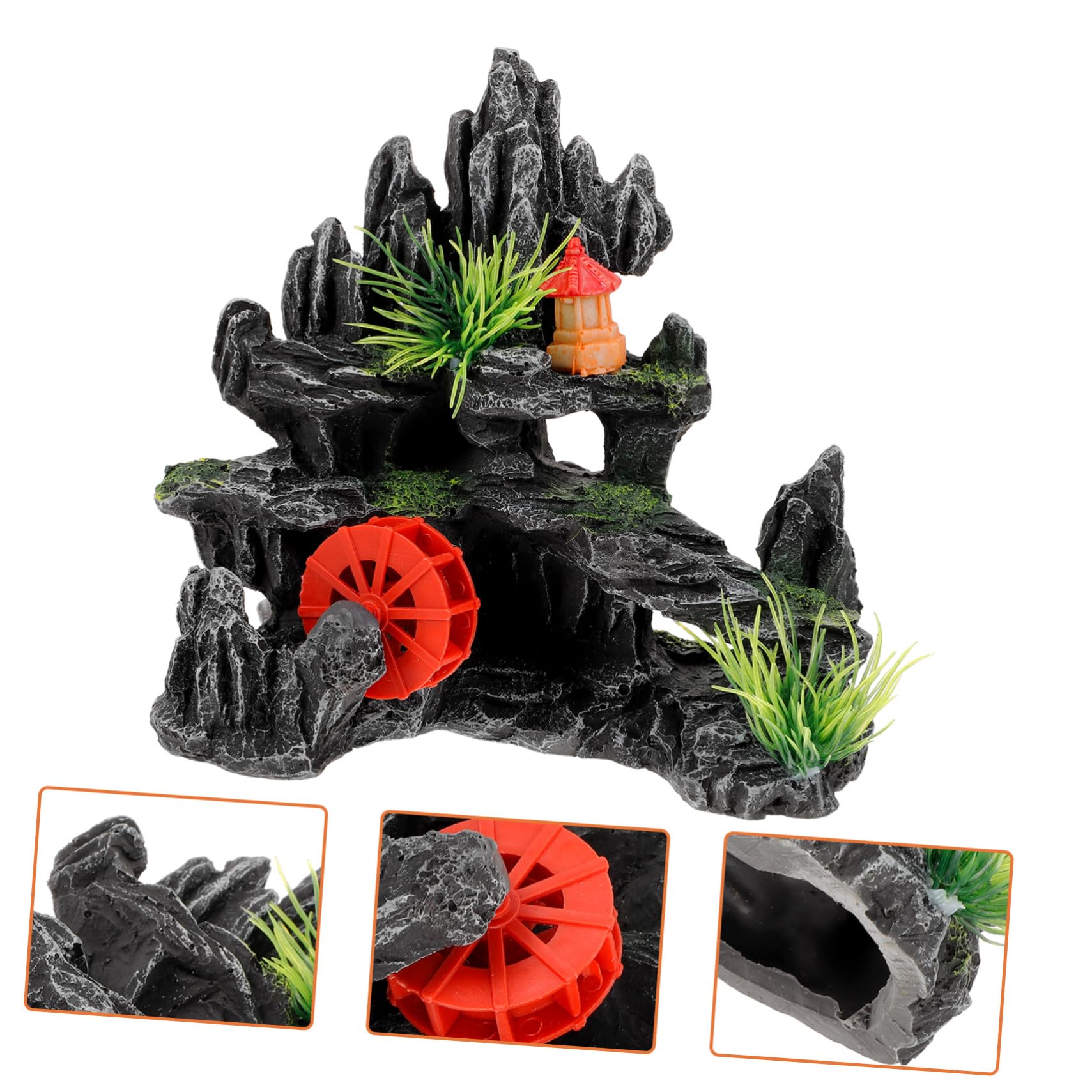 DOITOOL Lot De 2 Cachettes pour Aquarium Rochers Grottes De Montagne Ornements en Résine Naturelle Grottes pour Reptiles Grottes À Crevettes Ornements en Rondins