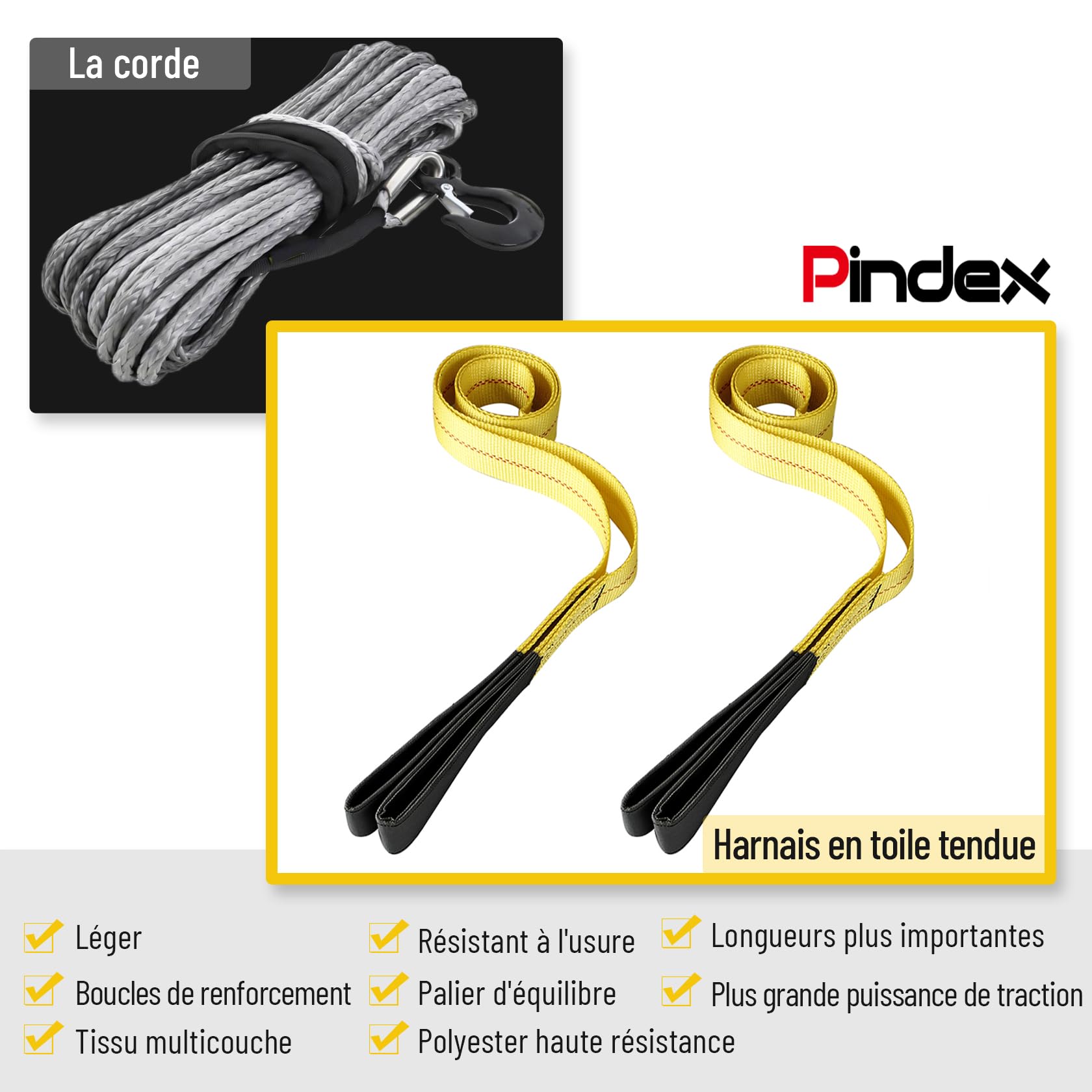 Pindex Lot de 2 Sangles de Levage en Polyester Robuste de 1,8 m, Résistance maximale à la Rupture de 4 082 kg